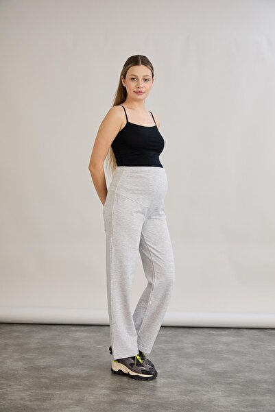 LİYACA Maternity Abdominal Banded Wide Leg Sports Trousers