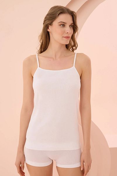 NBB Women's White 3-Piece Lycra Tank Top with Rope Straps 663S