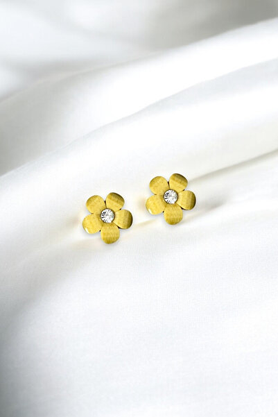 Trend aksesuar Taşlı Yeşil Çiçek Klipsli Düğme Aksesuarı 1 Çift