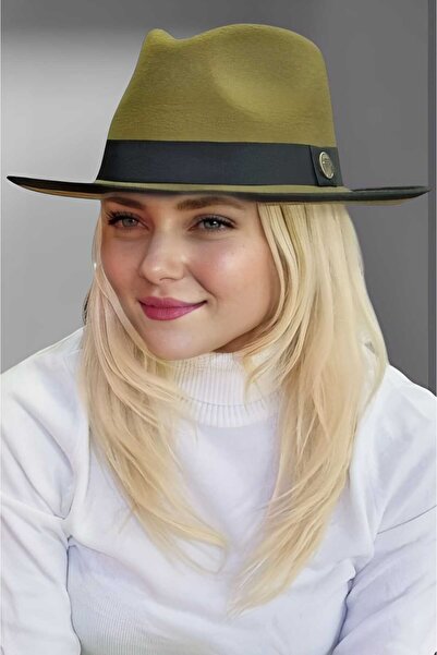 Trenderrs Ženski panama Kašmir tkanina Sa paspulom fedora šešir