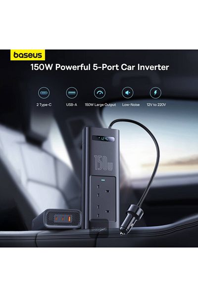 Baseus Power Inverter  150W (220V UK) Cluster Black