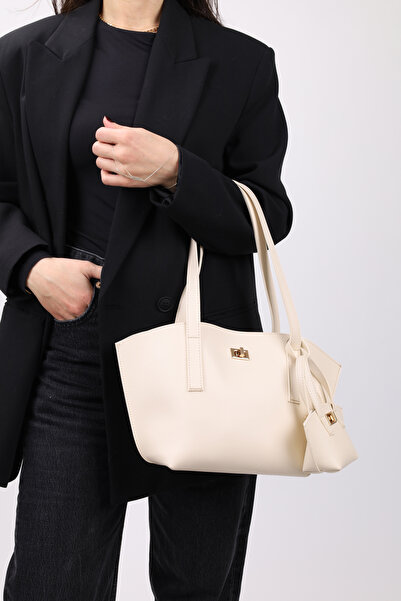 NOTHING Mini Bag with Chain - Cream Detail - Large Size Hand and Shoulder Bag