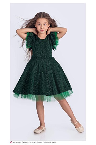RAPAPA Girl's Special Day Glitter Chantilly Girl's Evening Dress 167372 Green