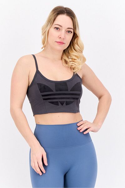 adidas Women Sportswear Fit Sleeveless Training Cropped Top, Dark Grey