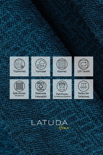 Latuda Home Zenit Sofa Cover 175X300 Large Decorative Jacquard Chenille |   Sofa Cover |   Non-Slip, Turquoise