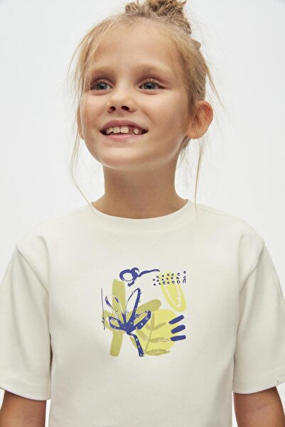 NK Детска тениска за момичета 4-8 години Екру