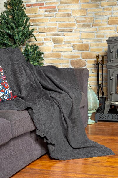 Latuda Home Zenit Koltuk Örtüsü 175x300 Large Dekoratif Jakarlı Şönil | Kanepe Örtüsü | Kaymaz , Gri