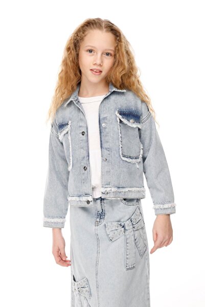JENA Plava Denim jakna - za devojčice Sa džepovima za uzrast 7-14 godina
