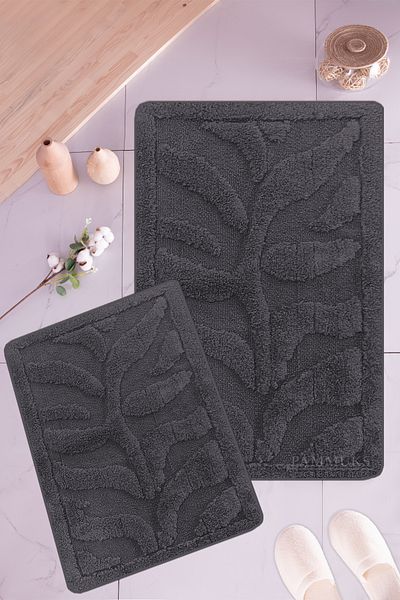 BARANO YUSSİ 2'li Bow Bath Mat Anthracite (Σετ 2)