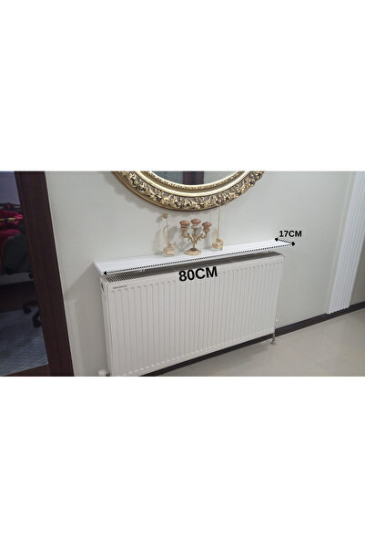 UTKU TASARIM Dresuar Kalorifer Peteği Rafı 80 x 17 cm Modern Petek Üstü Uçan Raf Kitaplık Beyaz