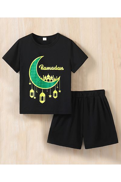 SAPS T-Shirt & Bottom Printed Set - Black