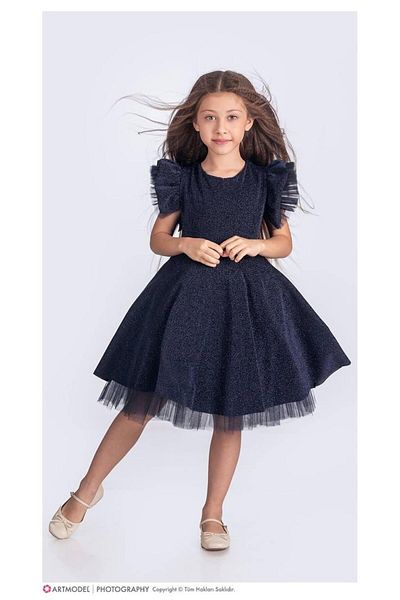 RAPAPA Girl's Special Day Glitter Chantilly Girl's Evening Dress 167372 Navy Blue