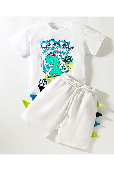 SAPS T-Shirt & Bottom Printed Set - White