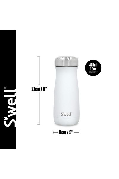 S-Well Moonstone BPA-Free Vacuum Insulated Traveler Water Bottle White and Silver 470ml