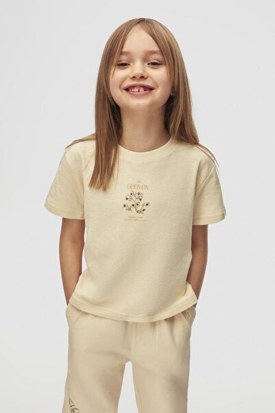 NK Tricou Joy pentru fetiță 4-8 ani Bej