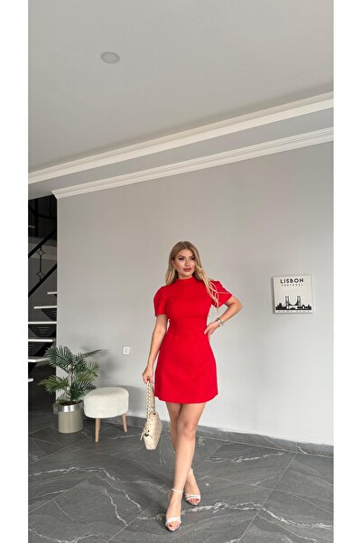 buqre's moda Görögdinnye ujjú miniruha masnival és gombos részletekkel a hátán