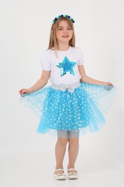 YCN GİYİM GIRL'S T-SHIRT SKIRT BOTTOM TOP SET 23 APRIL