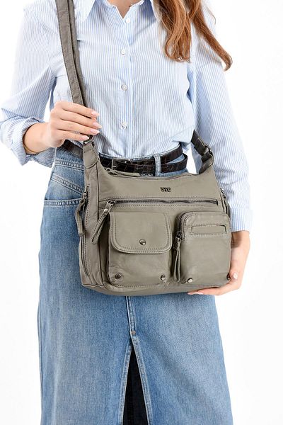 571 Collections Çanta Faux Leather Shoulder Bag Gray (Model: 571-13-10K)