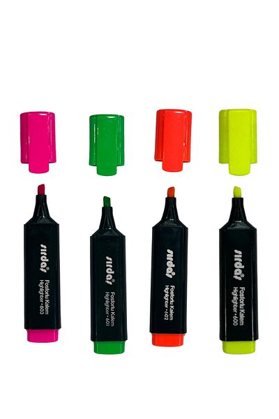YŞK Sırdaş 4 Highlighters - Green, Yellow, Pink, Orange