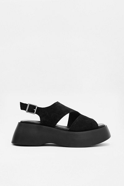 NILUFARR Simba Black Suede Thick Soled Women's Sandals