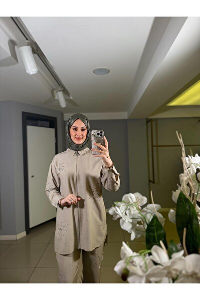 Moodbasic STONE ZIPPERED LINEN SET