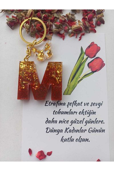 demirbasavm Women's Day Special Handmade Epoxy m Letter Keychain(Each Letter Is Available)