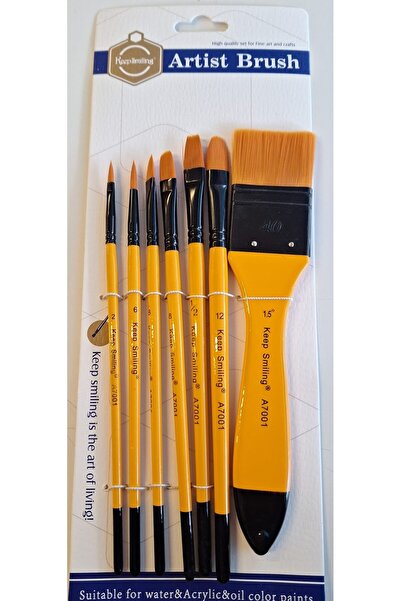 Keep Smiling Turuncu 7 Li Fırça Seti ( Suluboya - Akrilik - Yağlıboya )