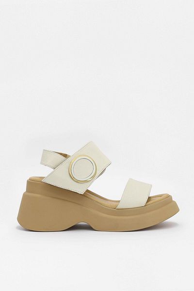 NILUFARR Genuine Leather Beige Heeled Sandals