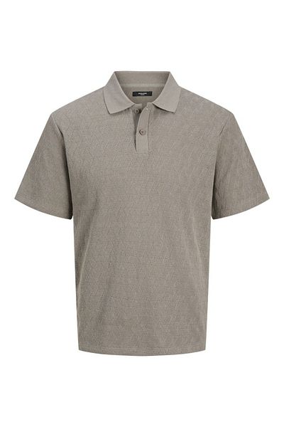 Jack & Jones Мъжка кафява жакардова поло тениска Jprblatrent Mr. Polo 12275090-сива