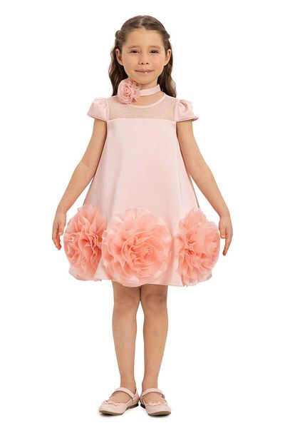 Pamina Κοριτσίστικο φλοράλ φόρεμα Choker 3-7 ετών σε σκόνη