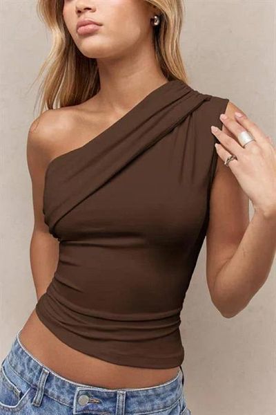 SEVENLINE Γυναικεία Crop-Blouse με έναν ώμο και στο πλάι