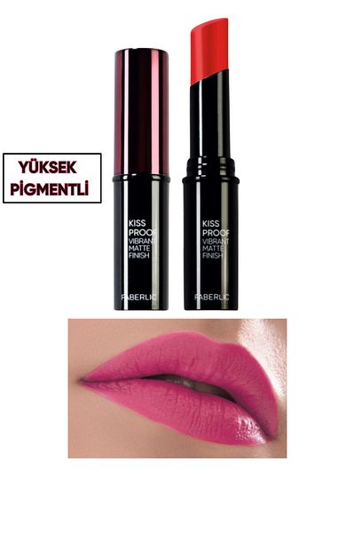 Faberlic أحمر شفاه غير لامع مقاوم للماء من Glam Team Kiss، لون "وردي فاتح