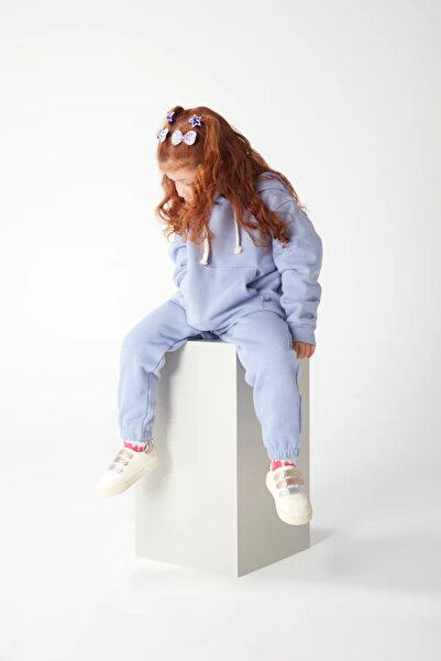 Petit Coral Peti̇t Coral 01-10 Years Unisex Hooded Tracksuit Set - Purple