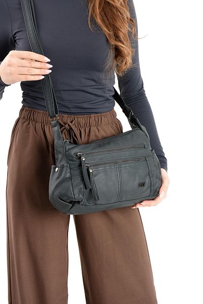 571 Collections Çanta Geantă de umăr din piele artificială albastră (model: 571-13-10M)
