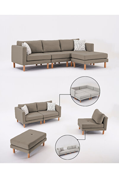 Velura Home & Living Armin Akıllı Köşe Koltuk Takımı & Modern Modüler Yataklı Köşe Takımı - Koyu Latte V154