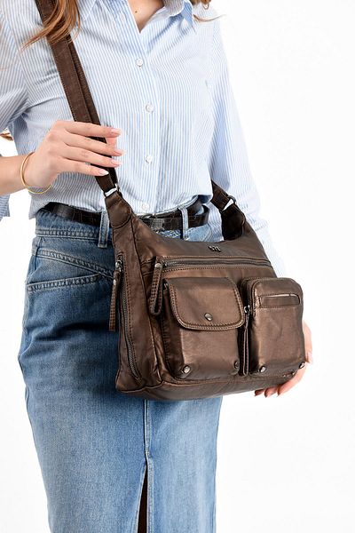 571 Collections Çanta Faux Leather Shoulder Bag Bronze (Model: 571-13-10K)