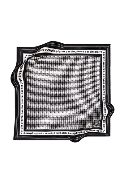 Pierre Cardin وشاح بيير كاردان كريب من الساتان مع طباعة الشعار