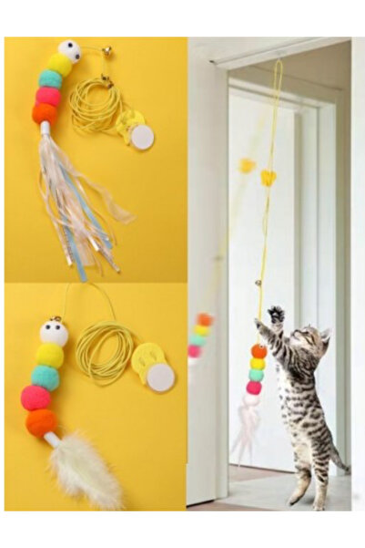 Dem Home Elastic Self-Adhesive Worm Cat Fishing Rod - Cat Toy