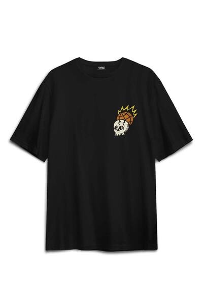 Kendim Seçtim Μαύρο μπλουζάκι υπερμεγέθη λογότυπο κρανίου Y2k Skull Galaxy Sp...