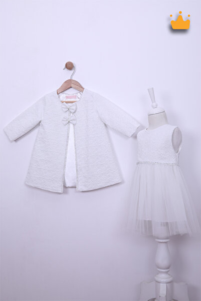 MİNİMONY 1-5 Yas Kız Çocuk Saç Bantlı Mantolu Gelinlik Bayramlık Abiye Elbise...