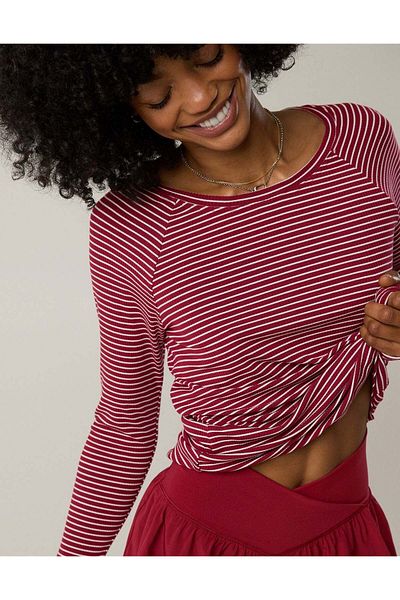 AMERICAN EAGLE Offline By Aerie Thumbs Up Ribbed Long Sleeve T-shirt