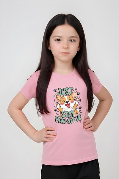 panios kids Just Stay Paw Printed Girl's T-Shirt and Sweatpants Set