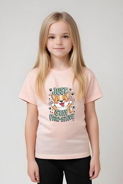 panios kids Just Stay Paw Printed Girl's T-Shirt and Sweatpants Set