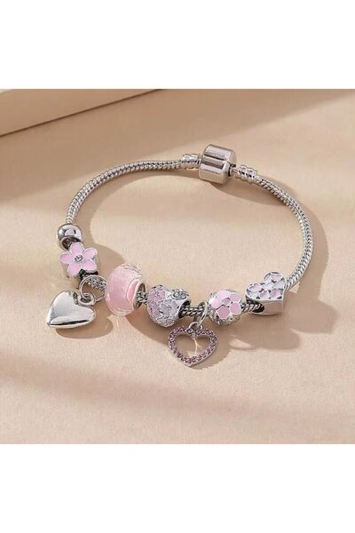 Choice SMT004 1 قطعة سوار نسائي عصري متعدد العناصر من الخرز على شكل قلب وسوار...