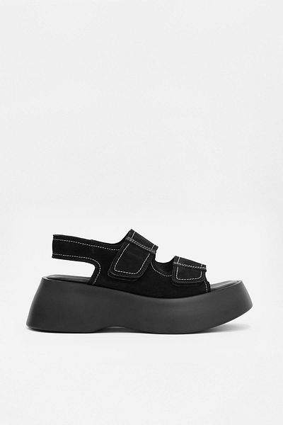 NILUFARR Anita Black Suede Thick Soled Women's Sandals