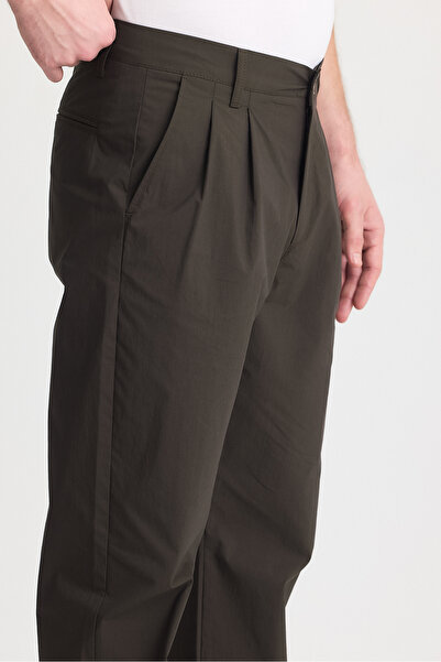 STONCS Erkek Haki Pileli Baggy Kumaş Pantolon