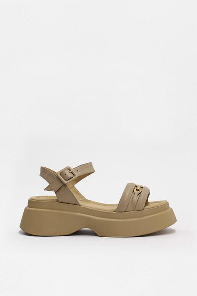 NILUFARR Nude Colored Genuine Leather - Thick Sole Women's Sandals