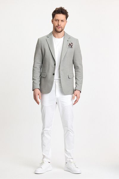 Frappoli Abrines Ανδρικό Πράσινο Βαμβακερό Λύκρα Πανί Stretch Slim Fit Sports Blazer Jacket