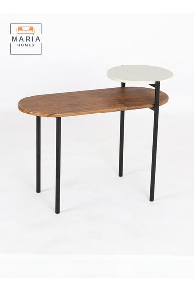 MARIA HOMES Modern Side Table Stylish 70x46x30 Two Tier Coffee Table with Metal Frame