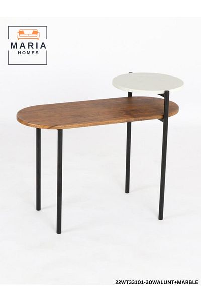 MARIA HOMES Modern Side Table Stylish 70x46x30 Two Tier Coffee Table with Metal Frame